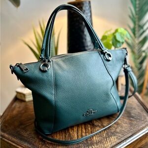 Coach Kacey Satchel Amazon Forest Green Gunmetal Hardware